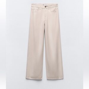 TRF HIGH-WAISTED WIDE LEG SHINY PANTS